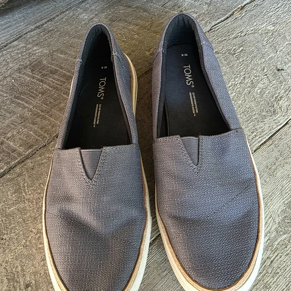 Toms Womens Slip-On Loafers - Blue and White - Picture 2 of 4